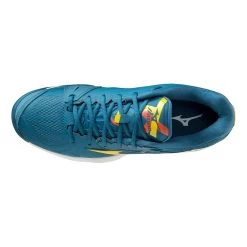 Mizuno Wave Intense Tour 5 Sandplatzschuh Herren - Petrol, Gelb -Tennisausrüstungs Geschäft 00684000 0 4