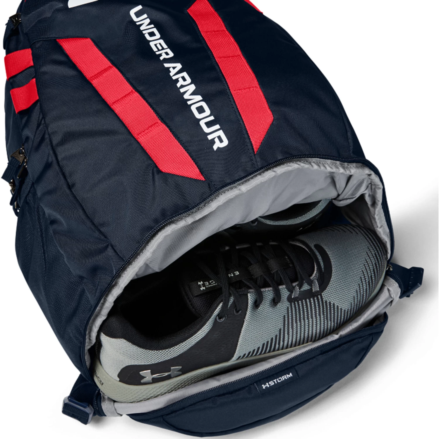 Under Armour Hustle 5.0 Rucksack - Blau, Rot 4 Under Armour Hustle 5.0 Rucksack - Blau, Rot – Bild 2